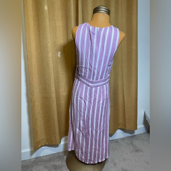 LULU'S Dresses Jacqui Lavender And White Striped Button Front Midi Dress - Picture 14 of 14